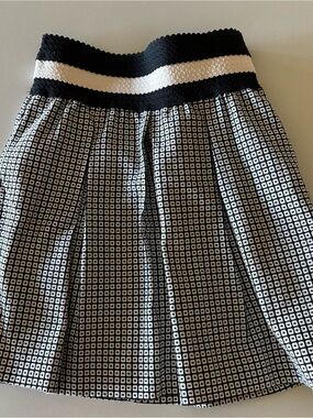 Maeve Black & White Patterned Skirt